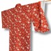 KIMONO FEMME SOIE ROUGE IMPRIMÉ BLANC 007-117 (M)